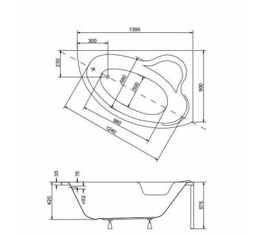 Акриловая ванна Беско Ада 140х90 140х90 см.