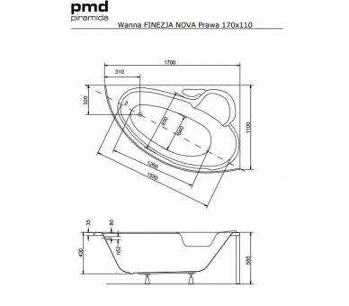 Акриловая ванна FINEJA NOVA Maxi 170х110