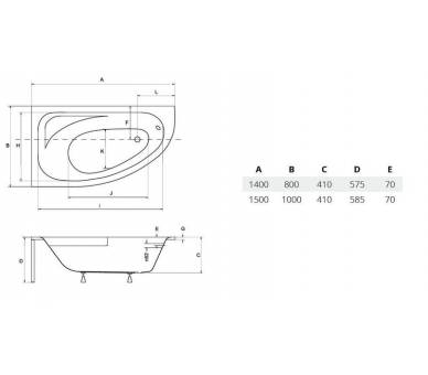 Акриловая ванна BESCO CORNEA 150Х100 см.