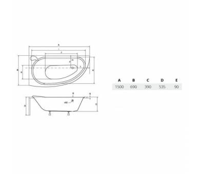 Акрилова ванна BESCO MINI 150X70 см.
