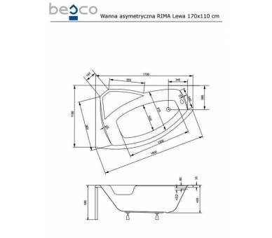 Акриловая ванна BESCO RIMA 170Х110 см.