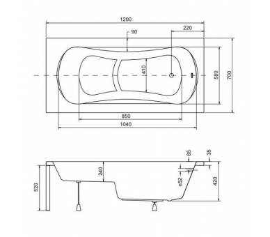 Акрилова ванна BESCO ARIA REHAB 120X70