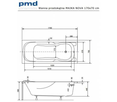 Акриловая ванна BESCO MAJKA NOVA 170X70 см.
