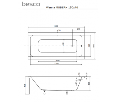 Акриловая ванна BESCO MODERN 