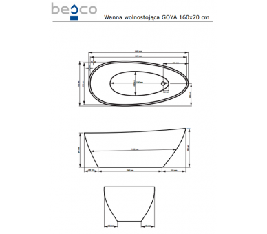 Окремо стоїть ванна BESCO ГОЯ 160Х70