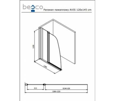 ШТОРКА ДЛЯ ВАННИ BESCO AVIS 120Х145 см.