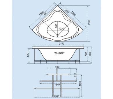 Акриловая ванна Тритон Лилия 150x150