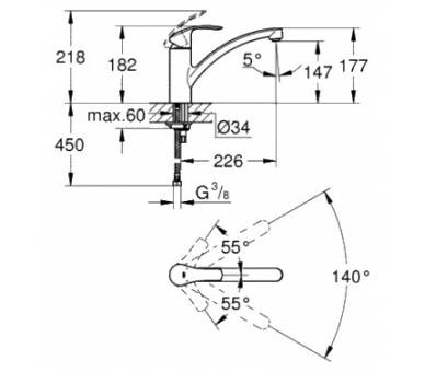 Змішувач Eurosmart New Kitchen, одноважільний