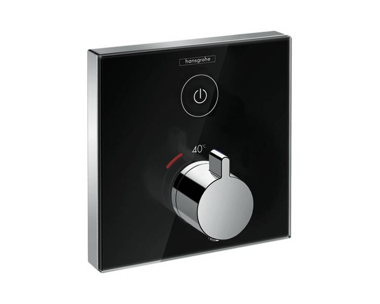 ShowerSelect Термостат для одного потребителя, стеклянный, СМ, черный/хром 