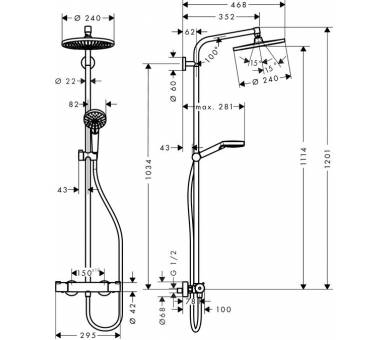 Crometta S 240 1jet Showerpipe Душевая система c термостатом, хром 