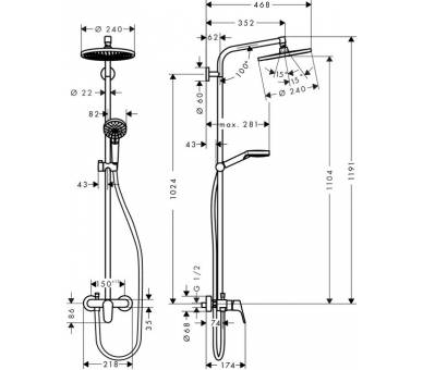 Crometta S 240 1jet Showerpipe Душевая система с однорычажным смесителем, хром 