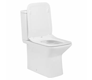 LEON Rimless compact: підлоговий туалет 61 * 35 * 79см, горіз. вихідний отвір, нижній лайнер, бак 3/4,5л, сидіння Slim повільног