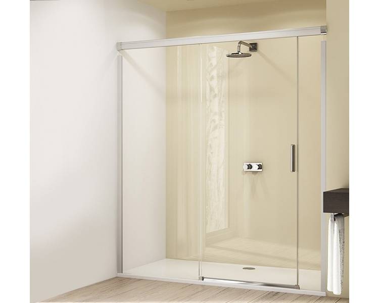 DESIGN ELEGANCE дверь раздвижная 160х190 см (проф гл хром,стекло прозр Antipl) Функция Soft-Open-/Soft-Close 