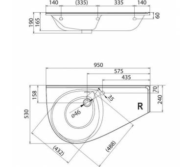 Умывальник Ravak Avokado Comfort 95см првый