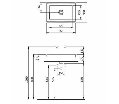 Умывальник CESENA 55x38 мат. антрацит
