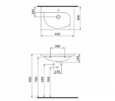 Умывальник TAORMINA ARCH 65х45 серый