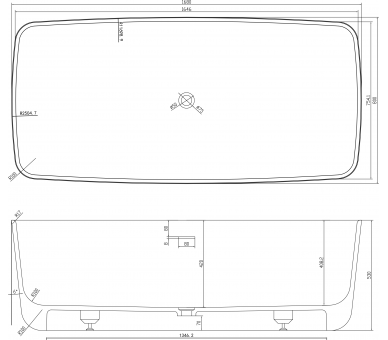 Ванна каменная Volle отдельностоящая Solid surface 1680*80