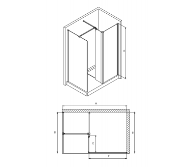 Душевая кабина walk in INDRE 140x90x195