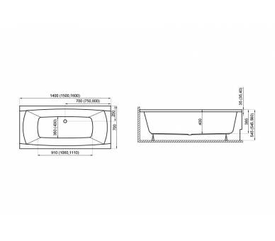 Акрилова ванна Polimat Capri New 150x70 прямокутної форми