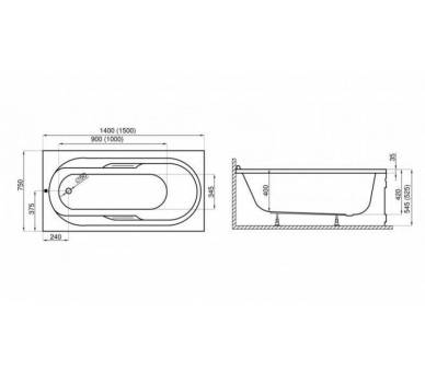 Акриловая ванна Polimat Lux 150x75 прямоугольная