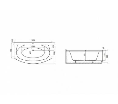 Акриловая ванна Polimat Elegance 180x100 прямоугольная