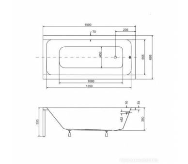 Гидро- аэромассажная ванна BESCO MODERN 150x70 см.