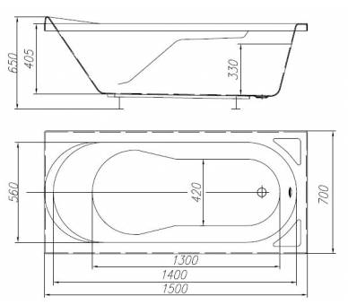 Акрилова ванна riva pool Медея 150х70