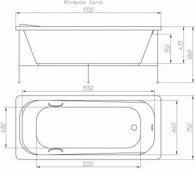 Гидромассажная ванна Riva Pool Carlo 170x75 HydroOPTIMA