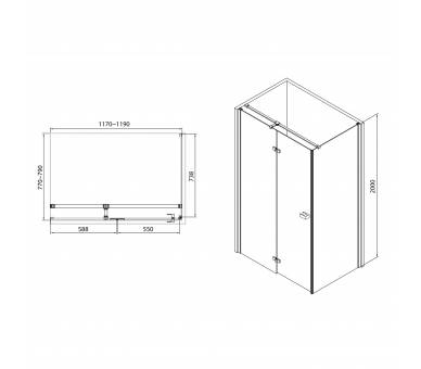 Душевая кабина LIBRA 120x80x200 см стекло прозрачное 8мм