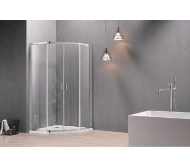 П'ятикутна душова кабіна IRIS 90x90x211см з піддоном і сифоном