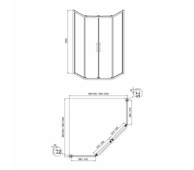 Пятиугольная душевая кабина IRIS 100x100x211см с поддоном и сифоном