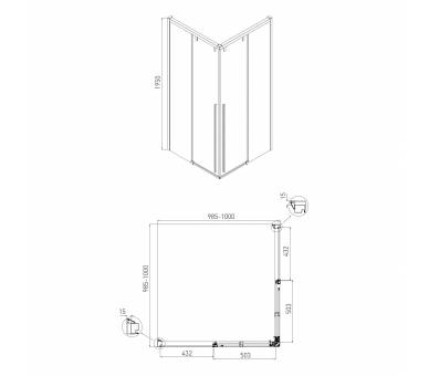 Душевая кабина AIVA 100x100x195 см без поддона