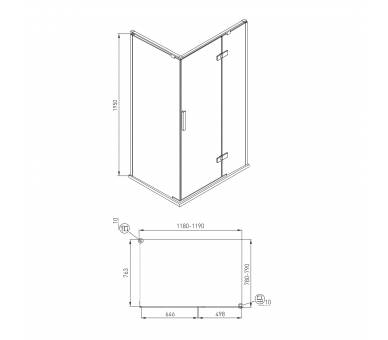 Душевая кабина Volle Nemo 120x80 правая прямоугольная распашная прозрачная