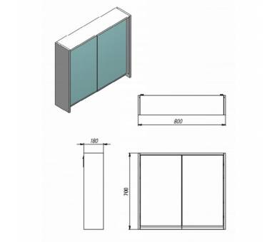 Шафа дзеркальна JUVENTA SAVONA SvM-80 WHITE 700X800X180