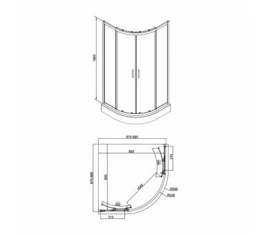 Душевая кабина Qtap Taurus BLA1099AC6 90x90 см. черный профиль