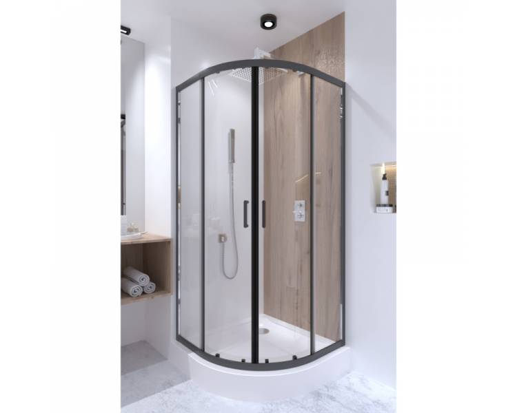 Душевая кабина Qtap Taurus BLA1099AC6 90x90 см. черный профиль
