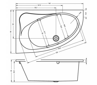 Ванна акриловая Riho LYRA 140 Правая