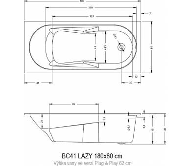 Ванна акриловая Riho LAZY 180x80
