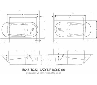 Ванна акриловая Riho LAZY 180x80 правая