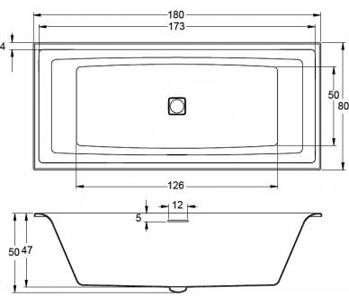 Ванна акриловая Riho STILL SQUARE LED 180x80