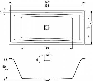 Ванна акриловая Riho STILL SQUARE LED 170x75 Правая