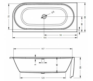 Ванна акриловая Riho DESIRE Правая 184x84 LED