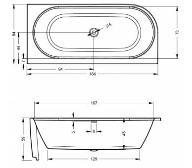 Ванна акриловая Riho DESIRE Левая 184x84 LED
