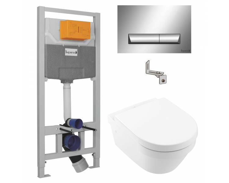 Комплект Villeroy&Boch Architectura Directflush унитаз подвесной 37*53см в ком с сиденьем Slow closing 4694HR01, Imprese инстал