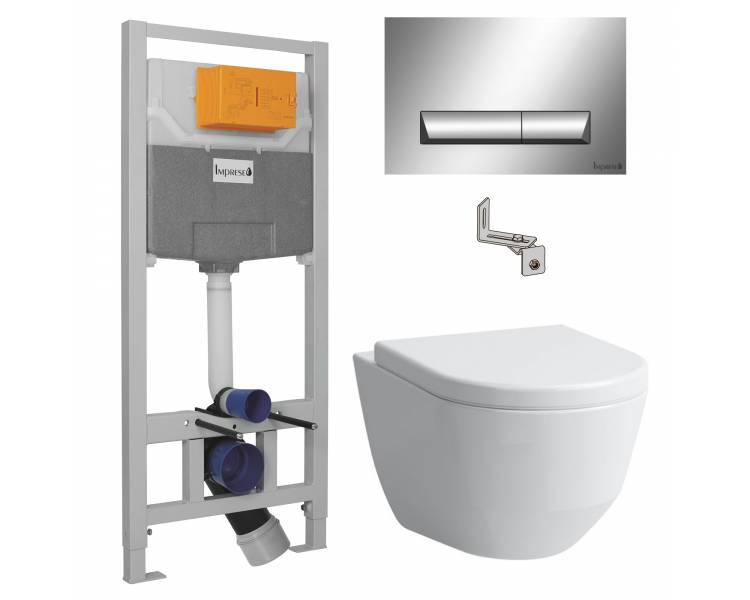 Комплект Laufen Pro Rimless унитаз подвесной, в комплекте с сиденьем стандарт, slow closing, Imprese инсталляция 3в1