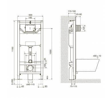 Комплект Laufen Pro Rimless унитаз подвесной, в комплекте с сиденьем стандарт, slow closing, Imprese инсталляция 3в1