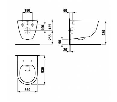 Комплект Laufen Pro Rimless унитаз подвесной, с сиденьем Slim, Volle MASTER инсталляция для унитаза 4в1