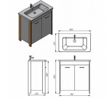 Тумба JUVENTA BROOKLYN Br-55 белая 830x550x455