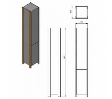 Пенал BOTTICELLI VELLUTO VltP-120 белый 1200x330x345