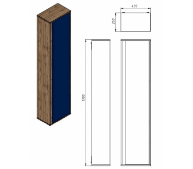 Пенал BOTTICELLI VELLUTO VltP-120 белый 1200x330x345